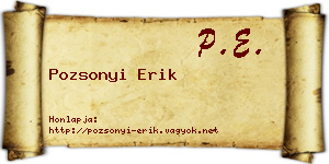 Pozsonyi Erik névjegykártya